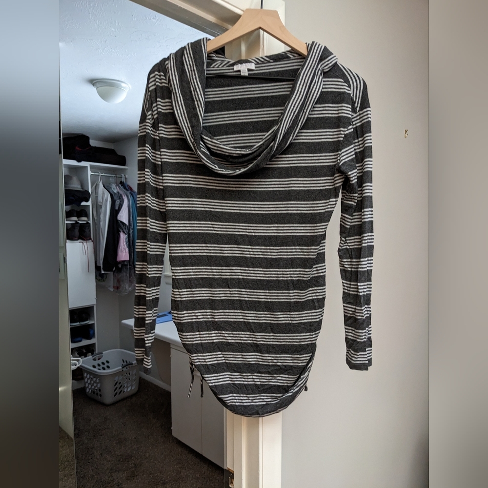 VGUC Pea in the Pod Maternity Cowl Neck Gray Striped Long Sleeve Shirt, M
